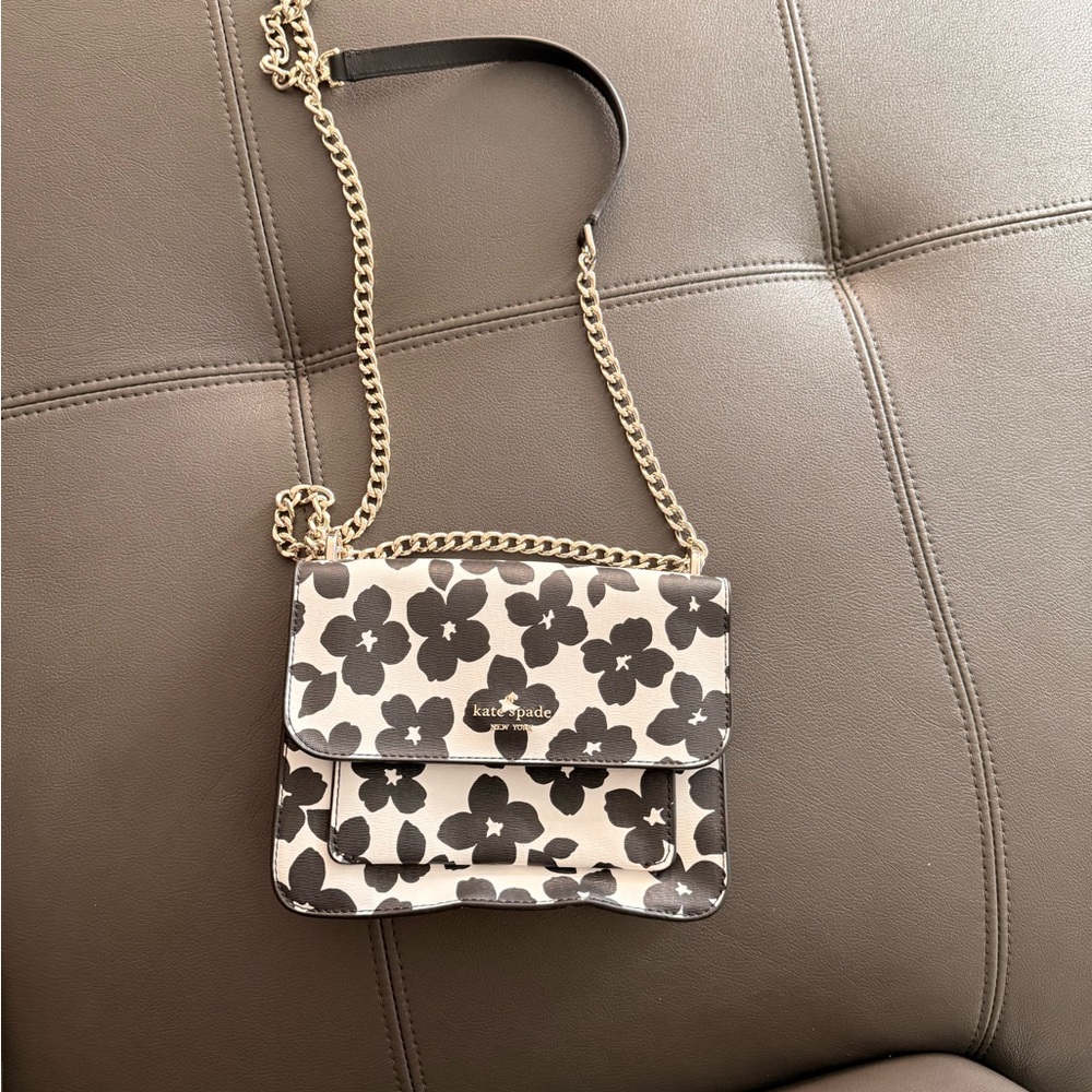Kate Spade Black and Cream Floral Crossbody Bag
